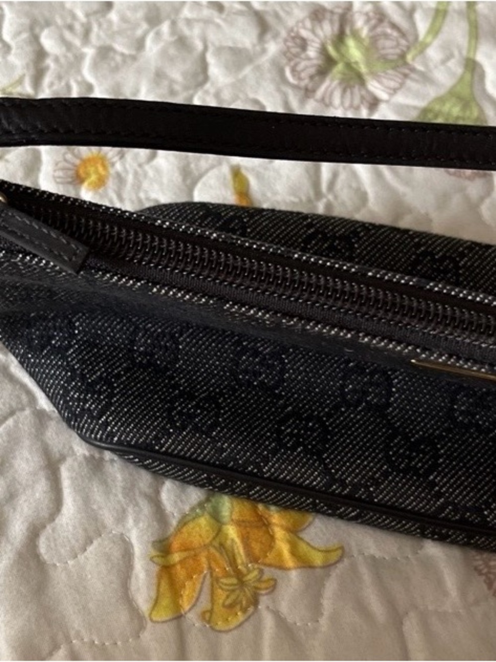 Gucci Black Monogram Mini Shoulder Bag with Gold Plaque - Picture 8 of 8